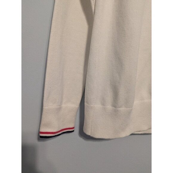 Lilly Pulitzer Long Sleeve Shirt Size M White Stretch Vintage V Neck Logo - Picture 6 of 15